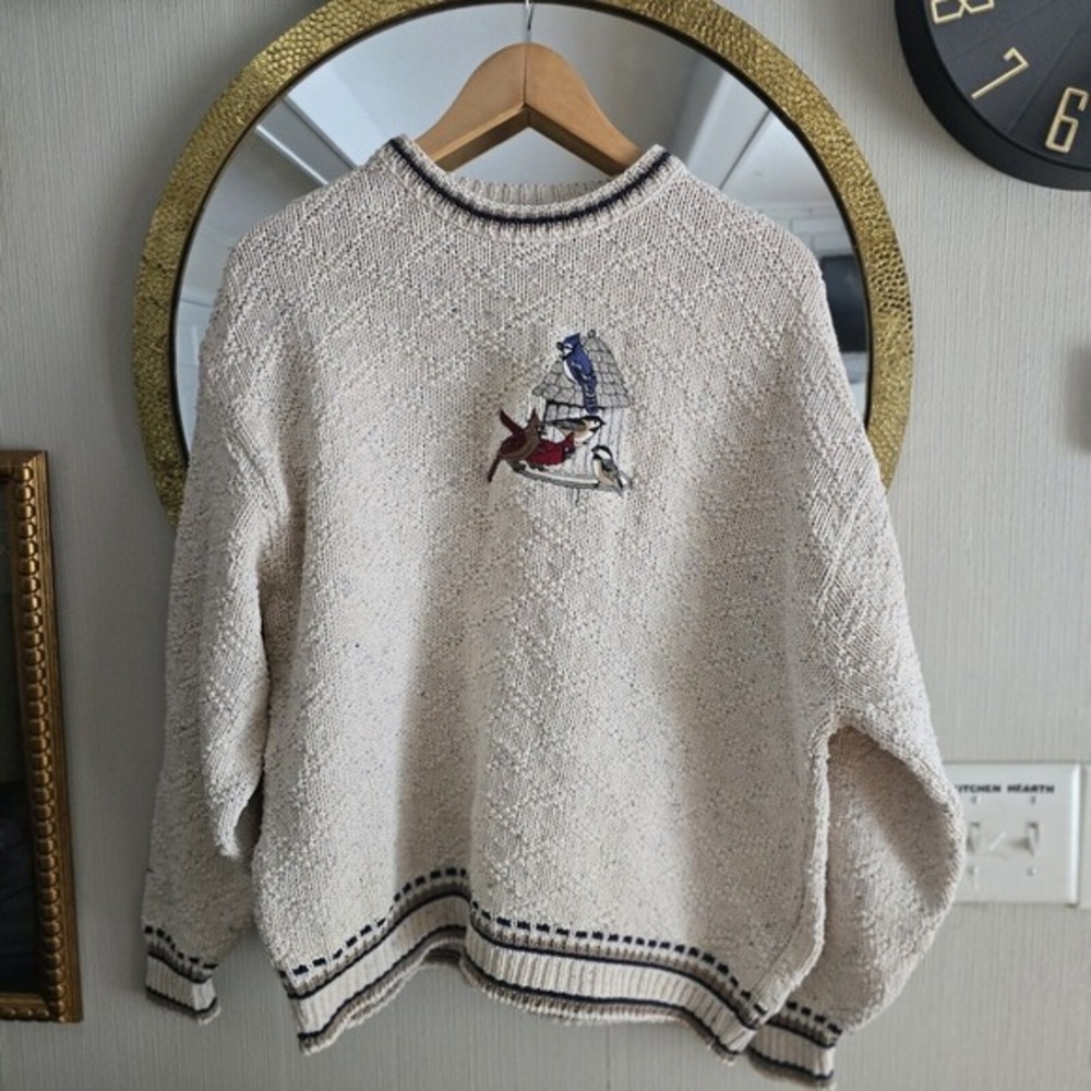 Vintage Shenandoah XL Ladies Ivory Embroidered Cardinals Pullover Sweater
